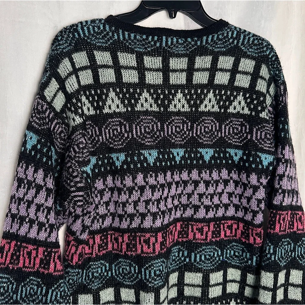 3/$20 💥 Vintage Lindsey Blake Wool Blend Cozy Geometric Print Crewneck‎ Sweater
